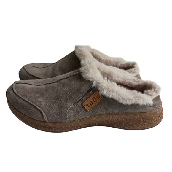 Taos suede leather faux fur lined slip on mules clogs Women's 8 - Picture 1 of 11